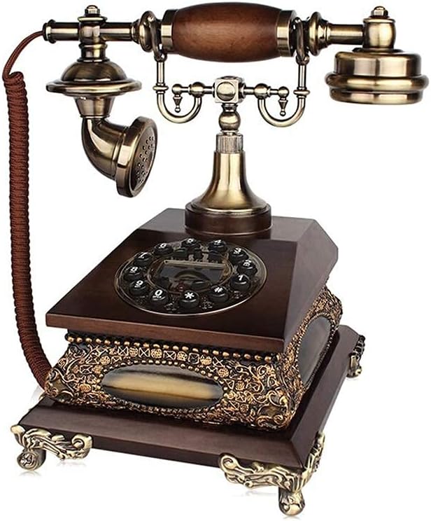 Retro Phone,Vintage Decorative Telephones Dialing Version Mechanical and Electronic Double Ring Antique Telephone,Office,Hotel