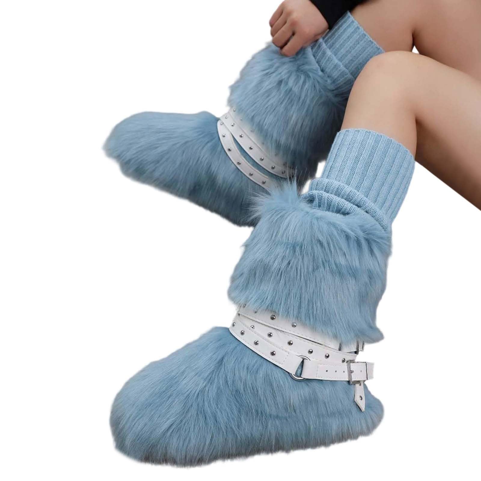 Scarpe da Uomo Invernali 2026 Stivali con Suola Spessa, In Pelliccia Sintetica Stile Punk, Borchiati Altezza Incorporata Antinfortunistica Donna