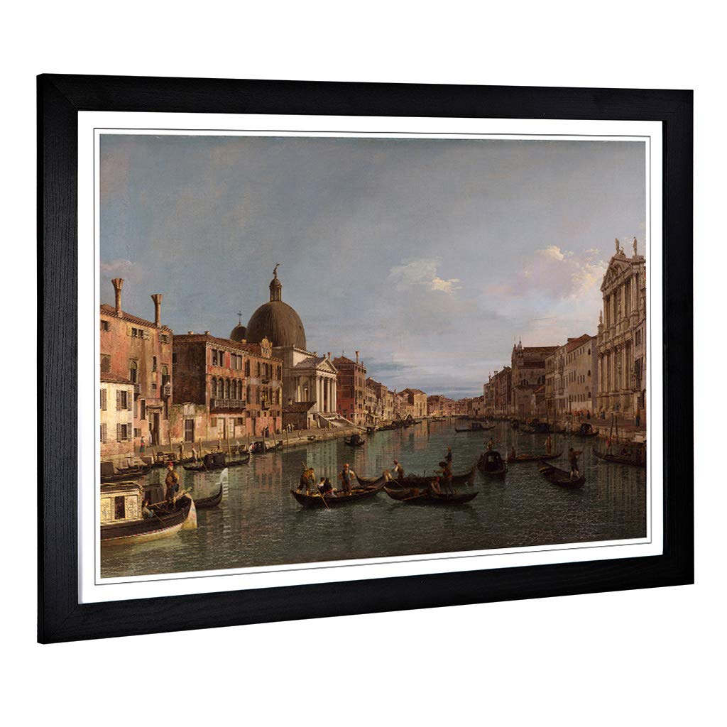 Big Box Art Framed Print of Giovanni Canaletto Grand Canal, Venice Design | Wall Art Picture | Home Decor for Kitchen, Living Room, Bedroom, Hallway, Black, A2 / 24.5x18 Inch / 62x45cm