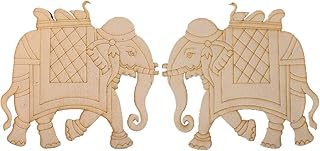 Aumni Crafts Pre-Marked Laser Cut MDF Cutouts 6×5.5 Inch (1 Set, Right + Left) Elephant 3mm Thick Wood Shapes Bases for DIY Painting Arts Wall Hanging Decoration
