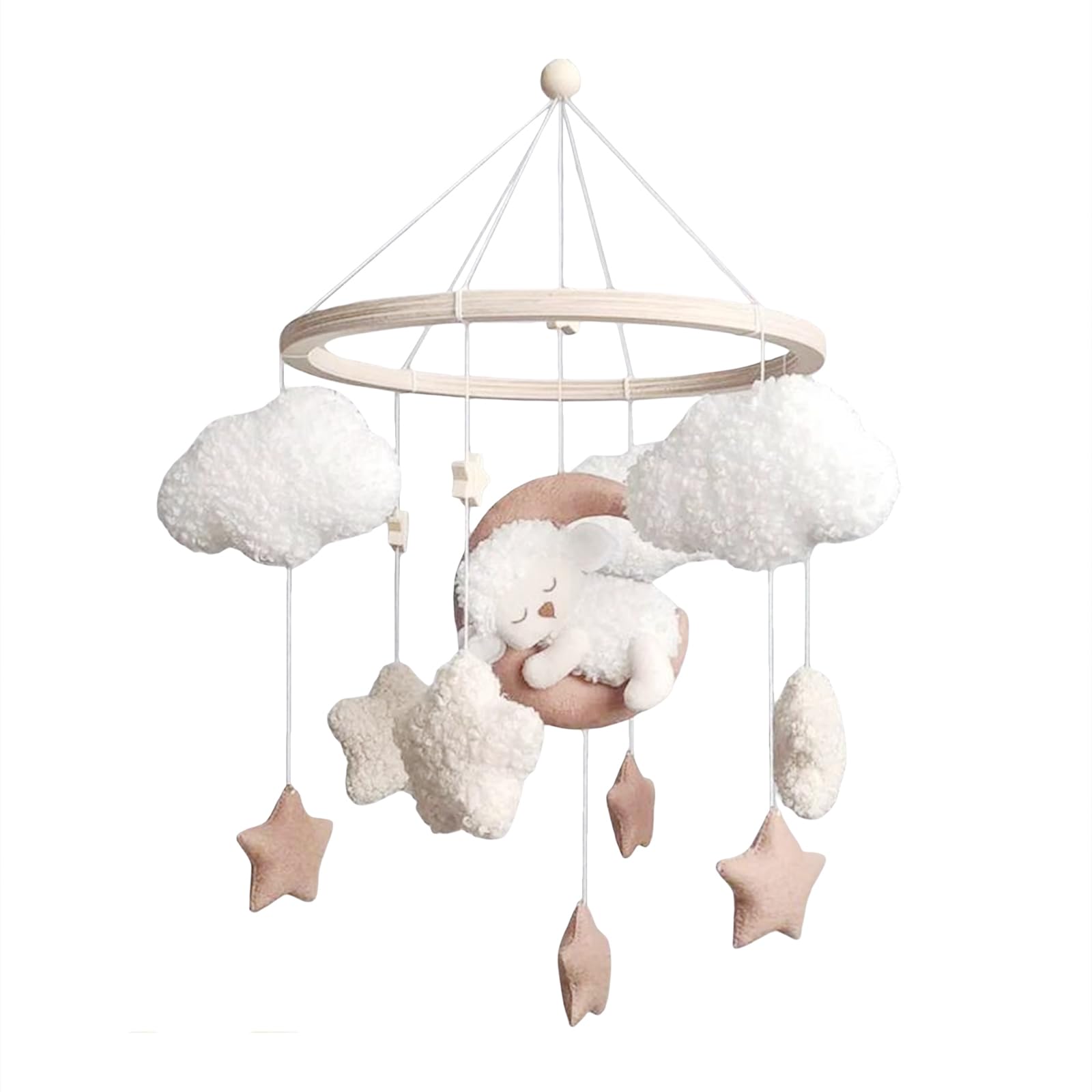 Campana de cama móvil para bebé con ovejas, estrellas, nubes, luna, niña, móvil para cuna, cuna (BB)