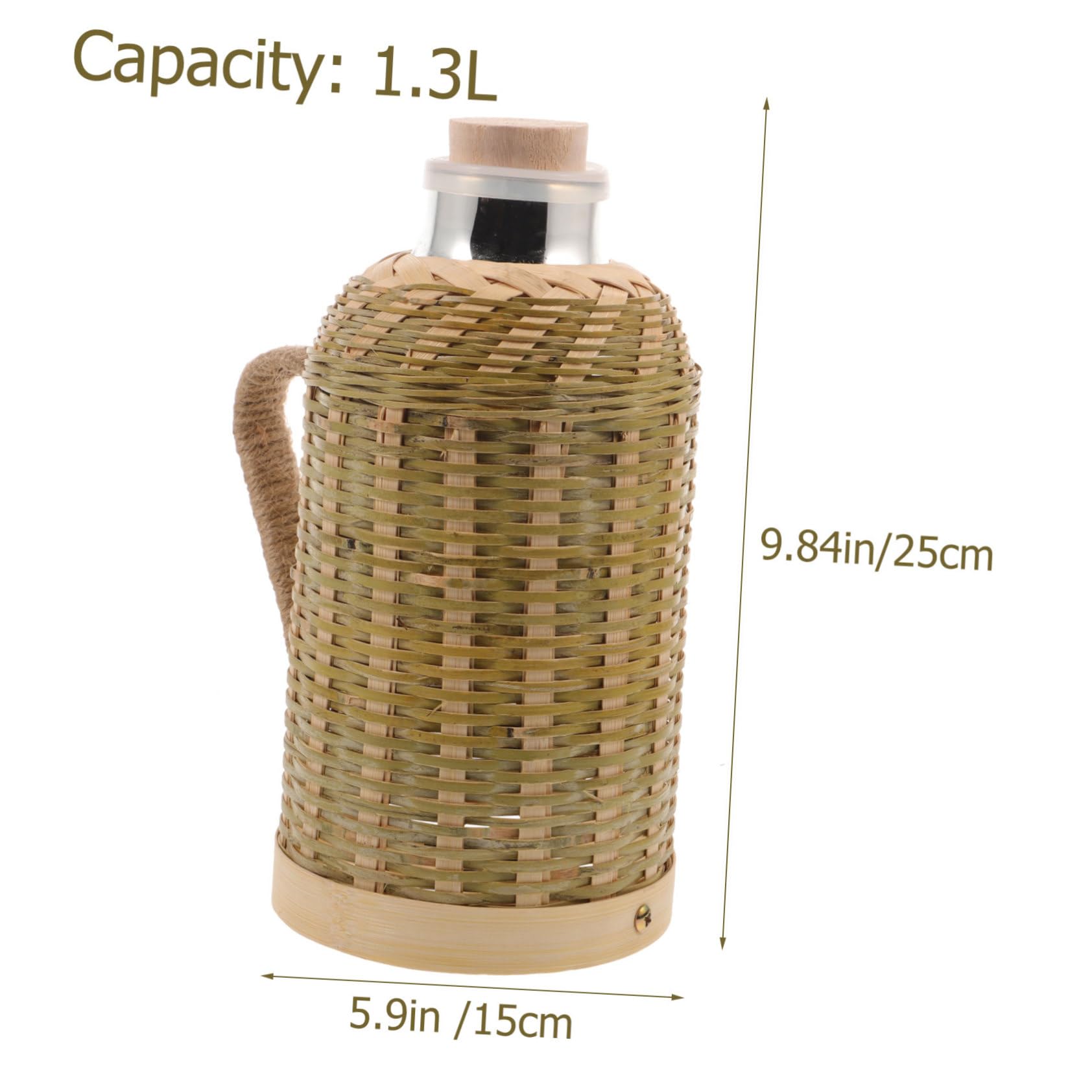 MUCKLILY Thermal Kettle Handle Bamboo Water Bottle for Office Retro Thermal Bottle for Tea Lovers