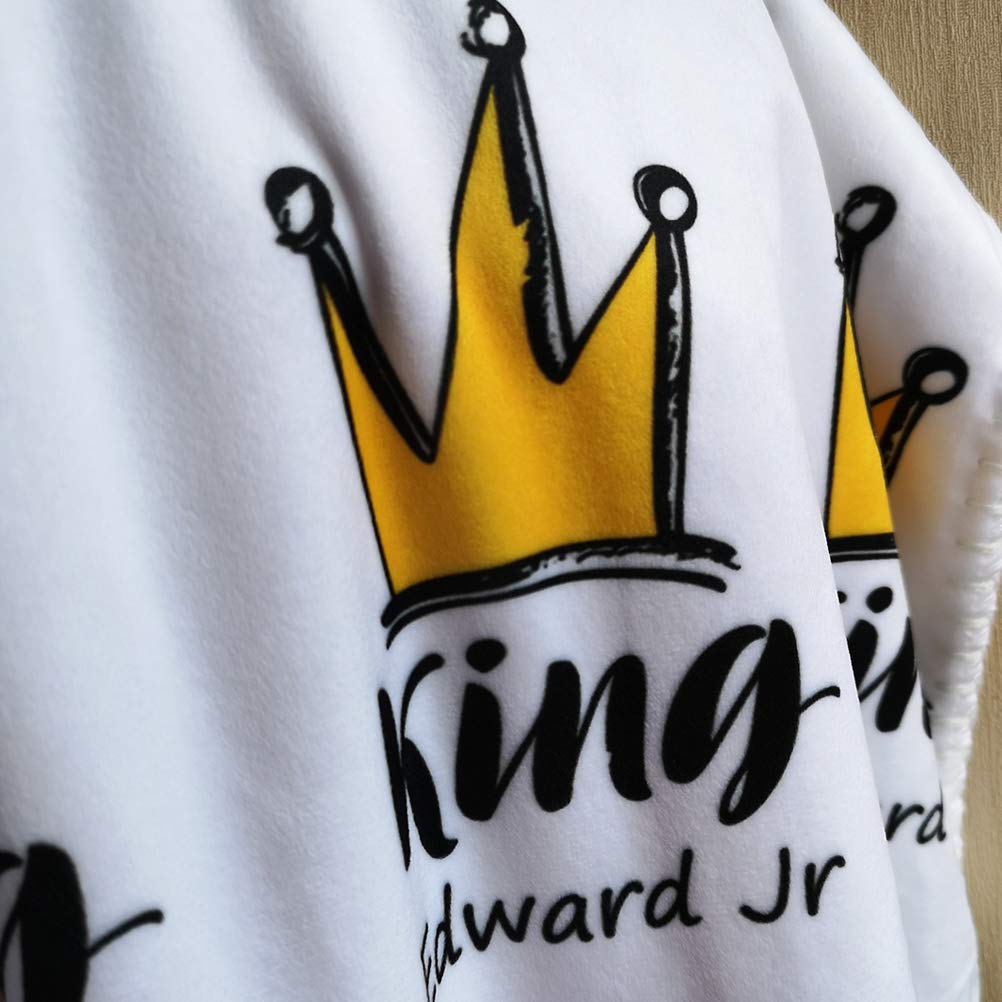 Personalized Custom Baby Little King Blanket Print Name Crown Sherpa Blanket - Super Soft, 31x47 Inch