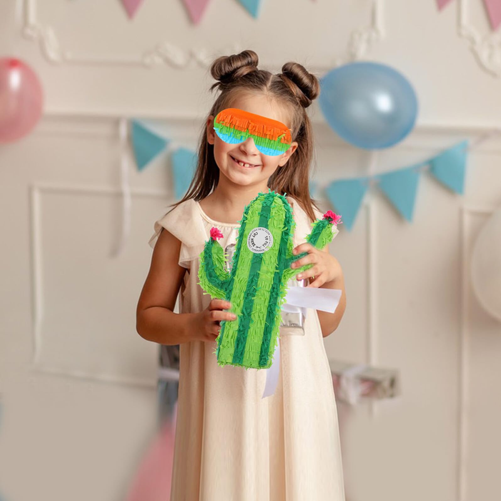 Piñata de Cumpleaños Diseño de Cactus de Papel, Reutilizable y Divertida para Fiestas Infantiles, Incluye Palo para Romper y Relleno de Dulces, Adecuado para Color Aleatorio