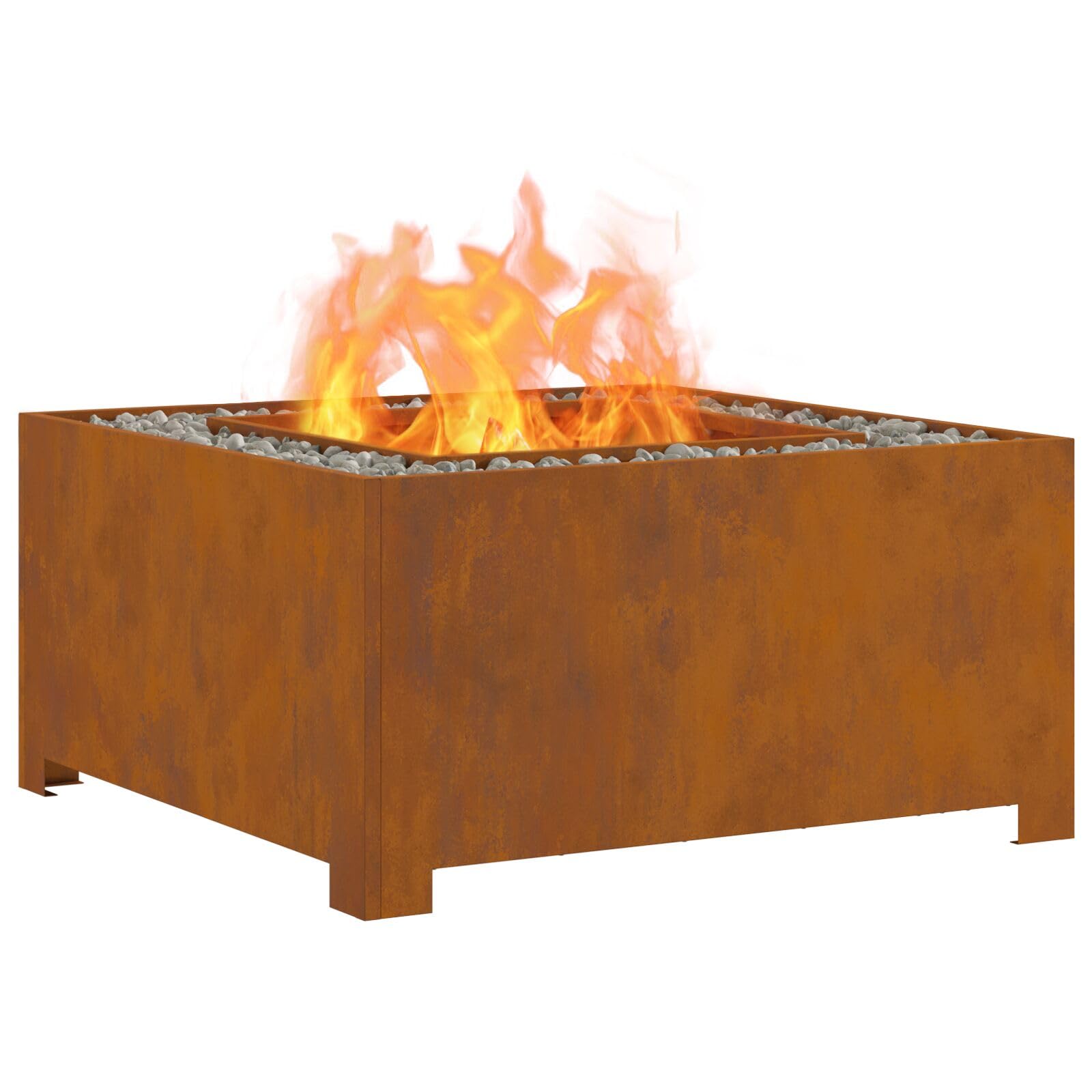 Kwadratowy palenisko ze stali corten 80x80x40 cm - 858965