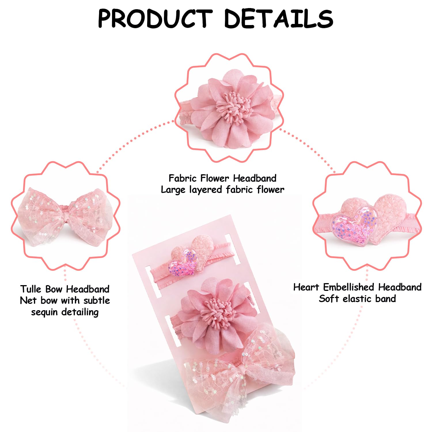 SYGA 3 Pcs Baby Girl Headband Soft Flower Bow Strechable Hairband Suitable For Newborns, Infants, Toddlers And Kids 0-3 Years(Color - 1006),Multi 2