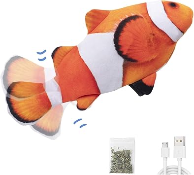 Potaroma Flopping Fish Cat Dog Toy and 3 Pack Fluffy Plush Cat Chirping Balls