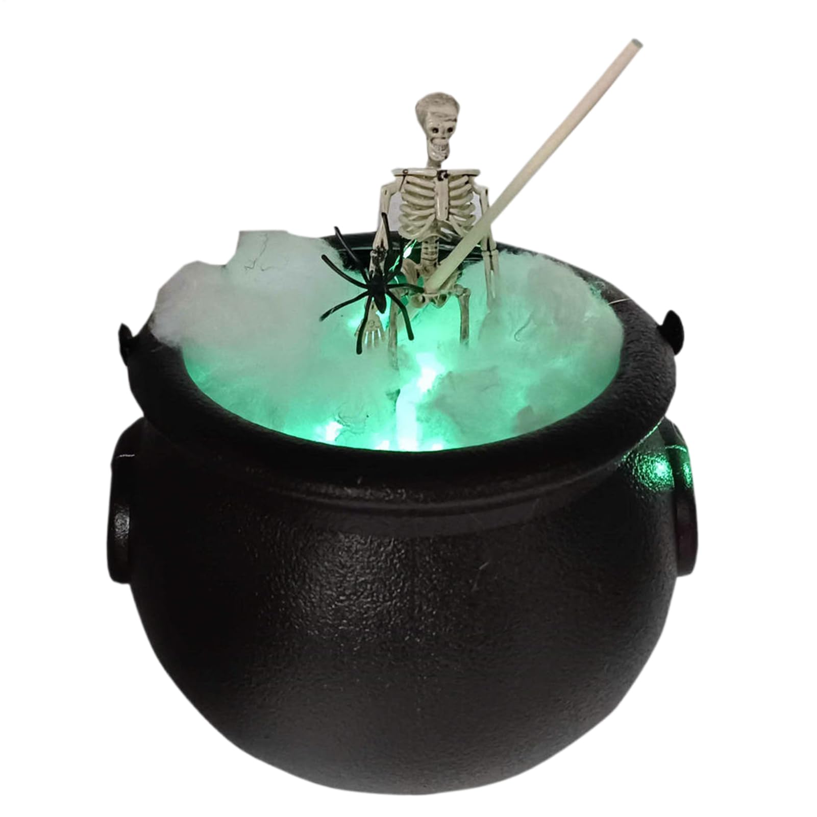 Caldero de Halloween con luces integradas y figura de esqueleto realista para hogar