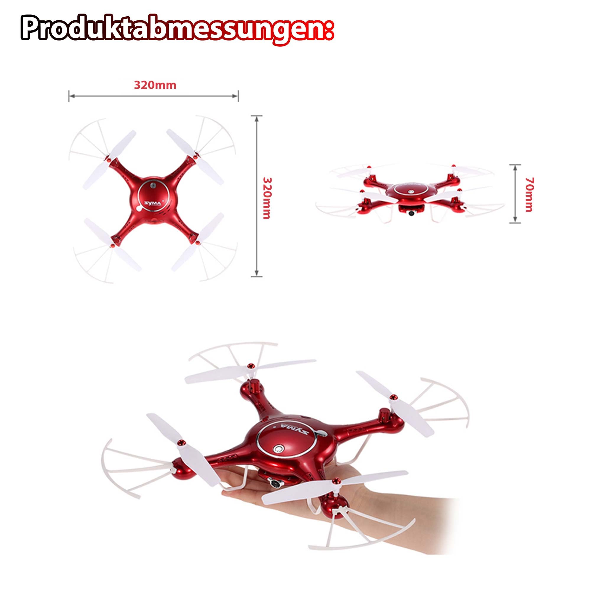 RC ferngesteuerte Drohne mit FPV WiFi, schwenkbarer 720P HD Kamera, LED Quadcopter mit Geschwindigkeitsmodus, Drone mit Headless-Mode, Höhen-Barometer, Spielzeug Quadrocopter für Kinder und Erwachsene