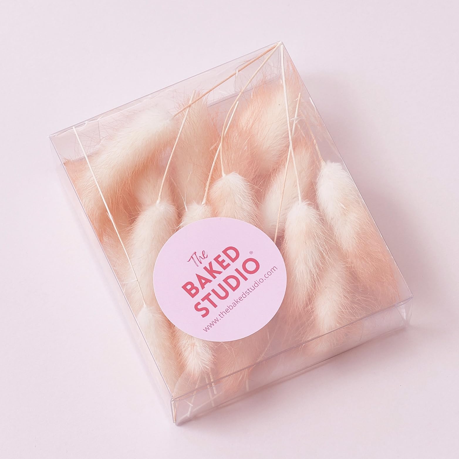 The Baked Studio - Original Dried Flower Lagarus Bunny Tails Set For Cake & Cupcake Decorating & Others Crafts (Peach) - Image 2