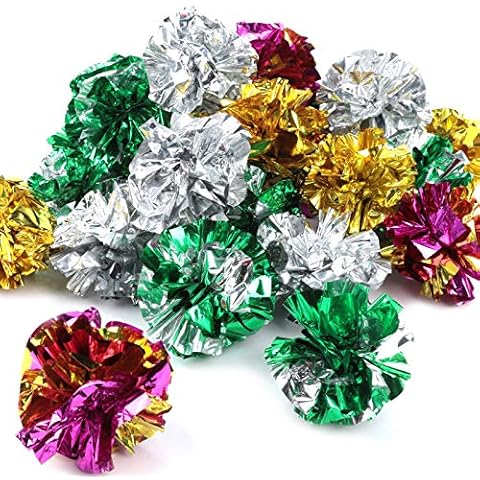 HNYYZL 25 Pack Crinkle Balls Cat Toys - Original Mylar Crinkle Balls Cat Toys(Random Color) Cover