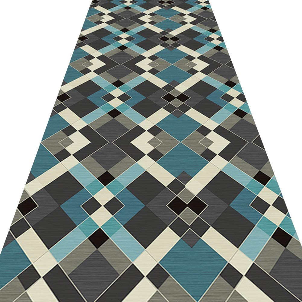 Tapis de couloir antiderapant avec motif geometrique 3D pour grand hall