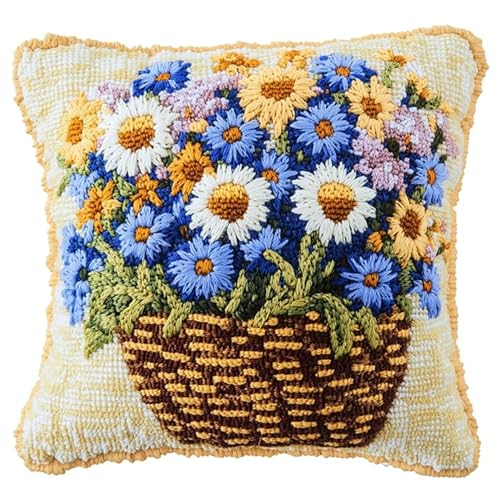 XDEGHUANGSS Juego de cojines de nudos para adultos, principiantes, funda de almohada, ganchillo, juegos de manualidades, lienzo preimpreso, hilo, pasatiempos, bricolaje, decoración del hogar, regalo