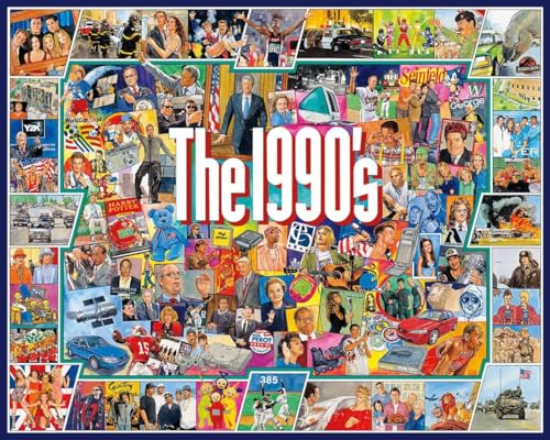 White Mountain 1000 Piece Jigsaw Puzzle Nostalgic Vintage Collage Puzzles with Large Pieces Gift for Adults and Family 24'x30' - 1990s