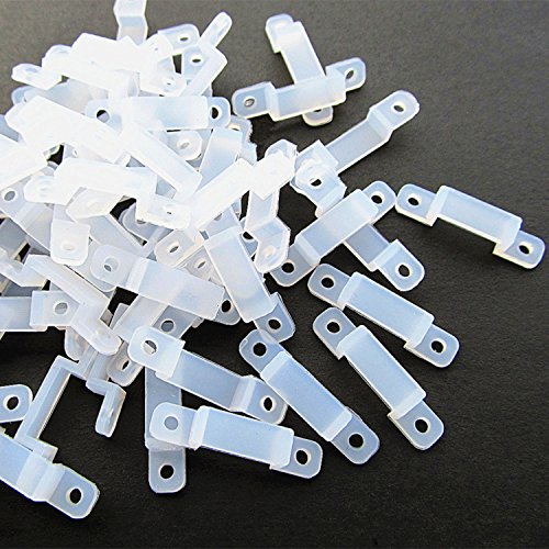 SoundOriginal 5050 LED Light Strip Fixing Silicon Clip - 5050 5630 300 RGB 5m 16.4ft Waterproof LED Translucence Silicone Mounting Bracket for LED Strip Lights - 12.5mm / 0.5inch (100pcs/pack)