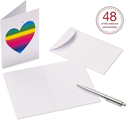 Miniatura 3 de American Greetings Tarjetas en blanco con sobres, papelería de corazón arcoíris (48 unidades)