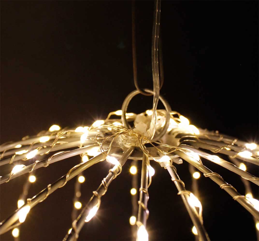 Sfera luminosa a LED, 50 cm, pieghevole, illuminazione natalizia, 320 LED, pieghevole, luce bianca calda, per interni ed esterni