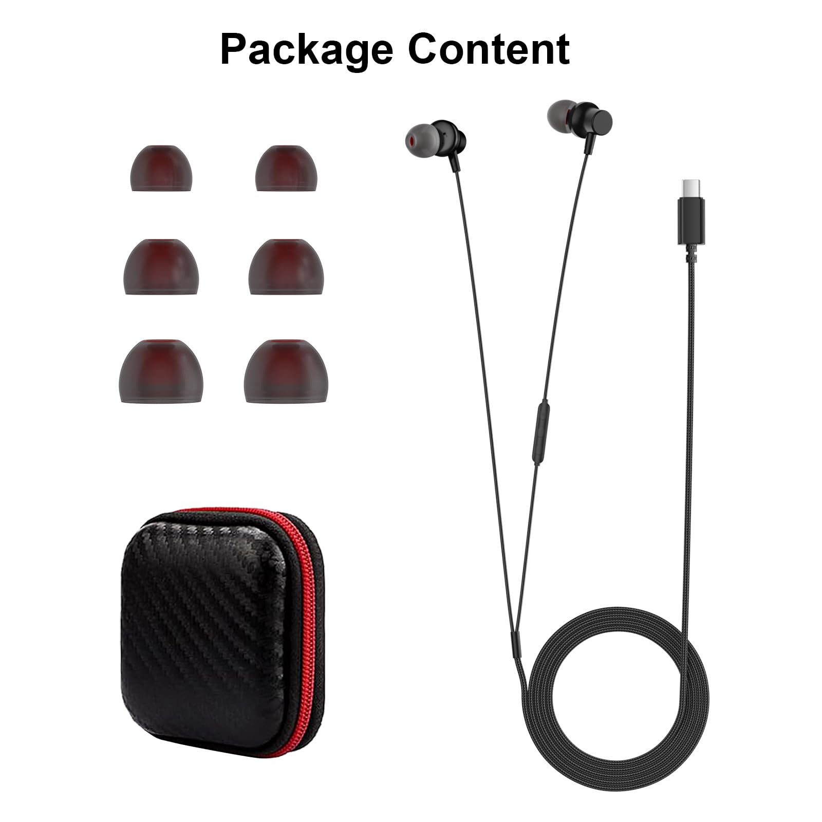 Cuffie con cavo USB C per iPhone 17 16 15 Auricolari magnetici di tipo C con microfono Hi-Fi Nylon intrecciato senza grovigli Auricolari USBC per Samsung S26 S25 per Google Pixel 10 per iPad/MacBook