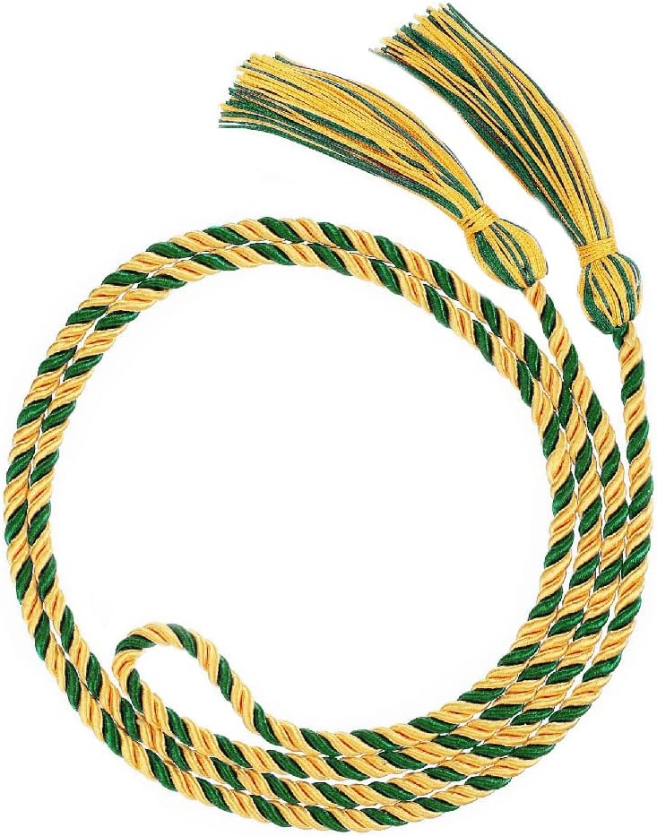 HEPNA Handmade Graduation Honor Cord, 1 PCS 68 Inch, Forest Green/Gold