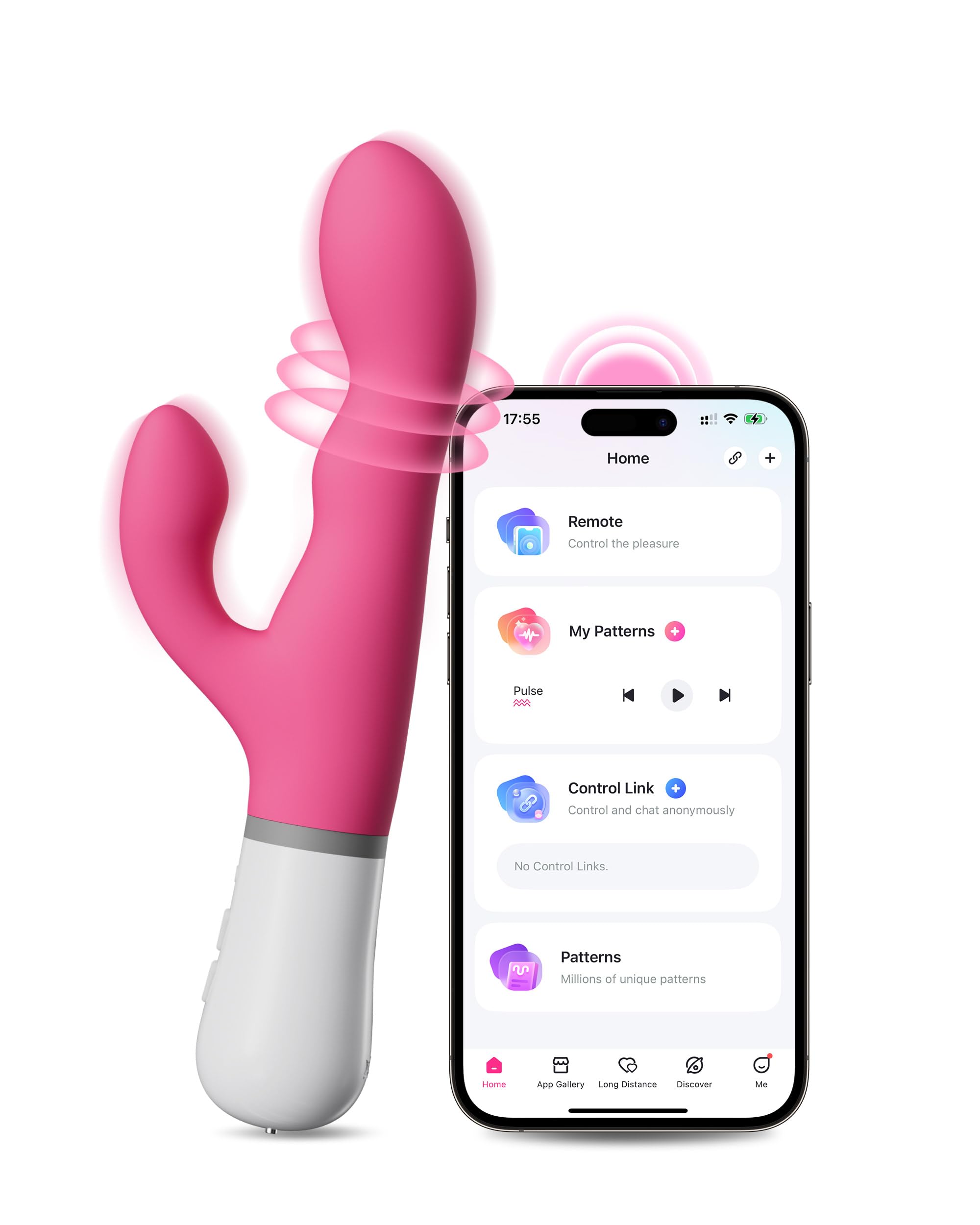 LOVENSE Nora Rabbit Vibrator with APP Control, Pink Vibrator Rabbit with Dual Motor, Clitoral Stimulator Dildo Massager, Sex Toys for Women with Smartphone Wireless