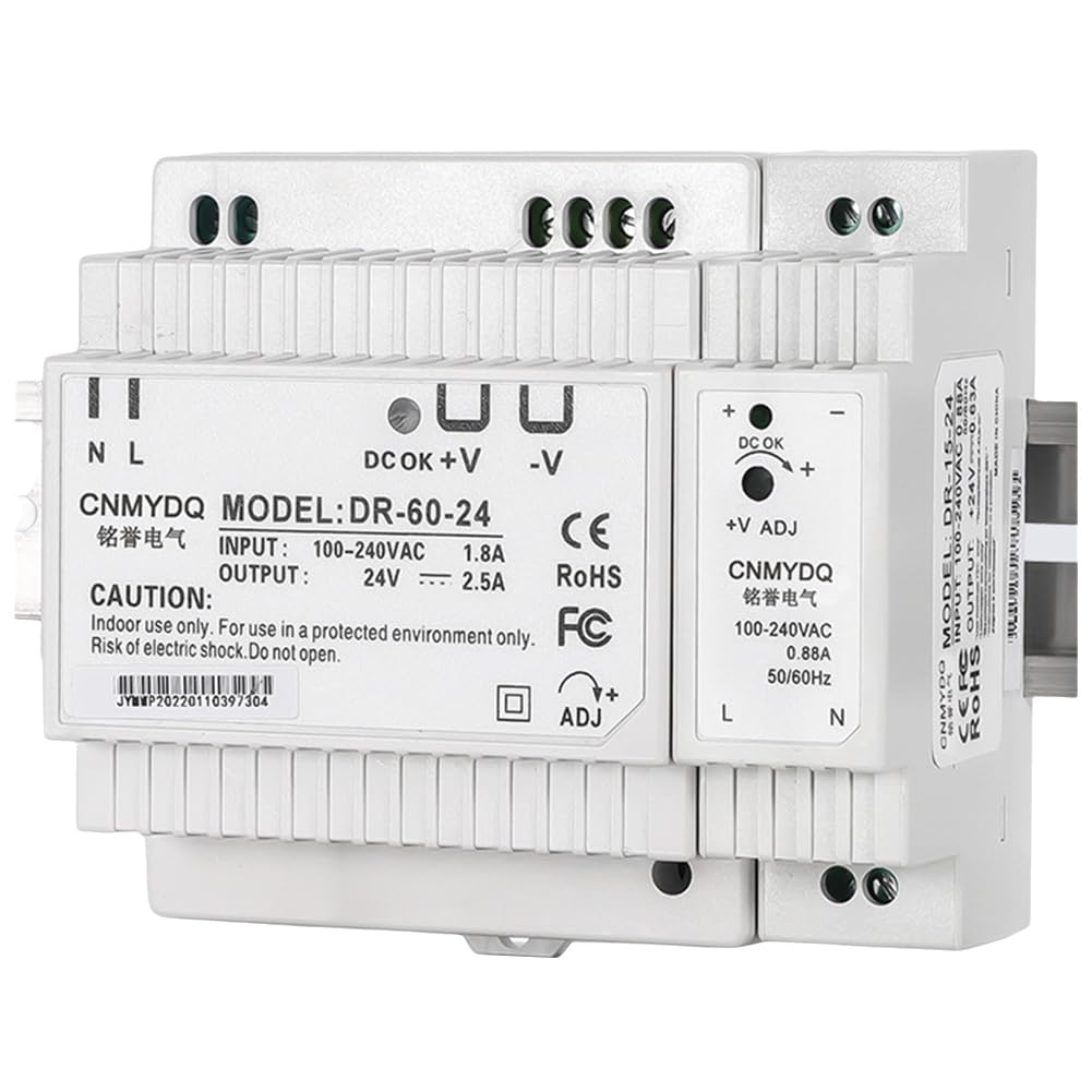 Alimentation à découpage 24V DC pour rail DIN avec transformateur monophasé 100-240V