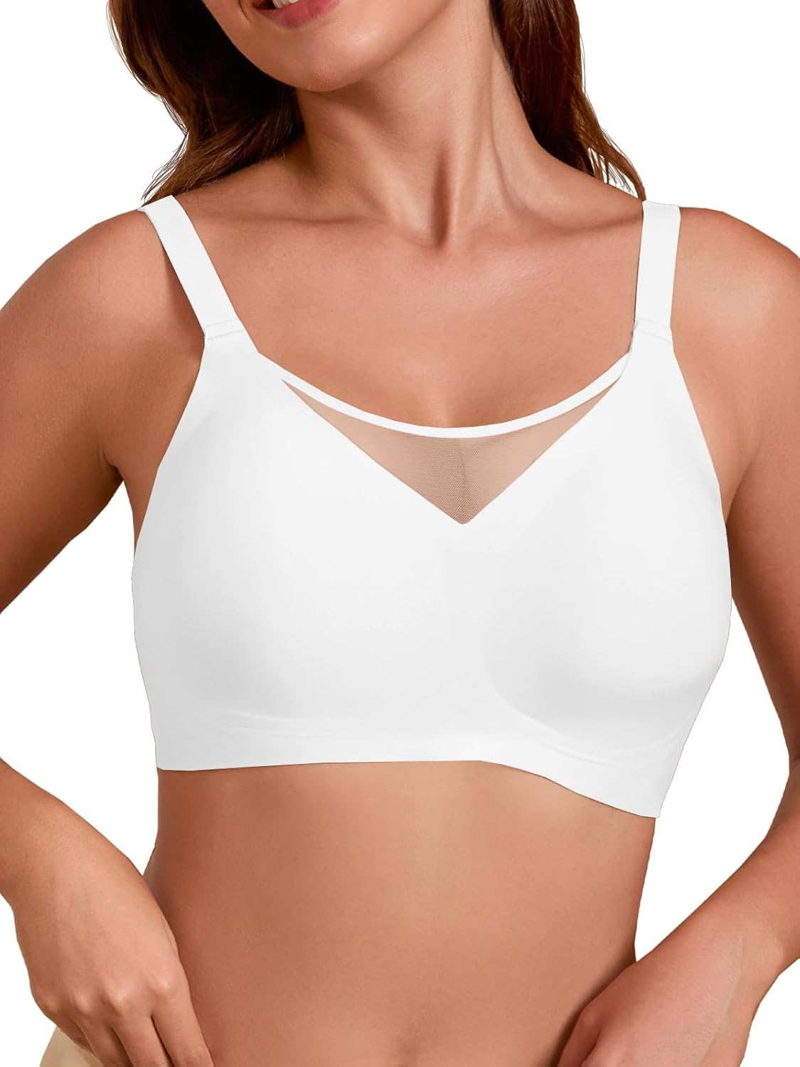 COCOMARTS Jelly Bras for Women No Underwire Push Up V Mesh Seamless Comfort Tshirt Bra Supportive Lift Bralette Everyday Bra