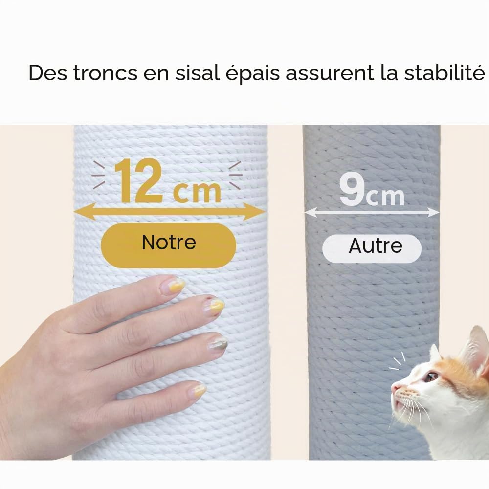 Arbre à Chat à Hauteur de Plafond – Centre d'activités d'escalade pour Chats à 5 étages avec griffoir, 4 Niveaux, 2 hamacs, réglable en Hauteur 190–260 cm, du Sol au Plafond, Peu encombrant et Stable