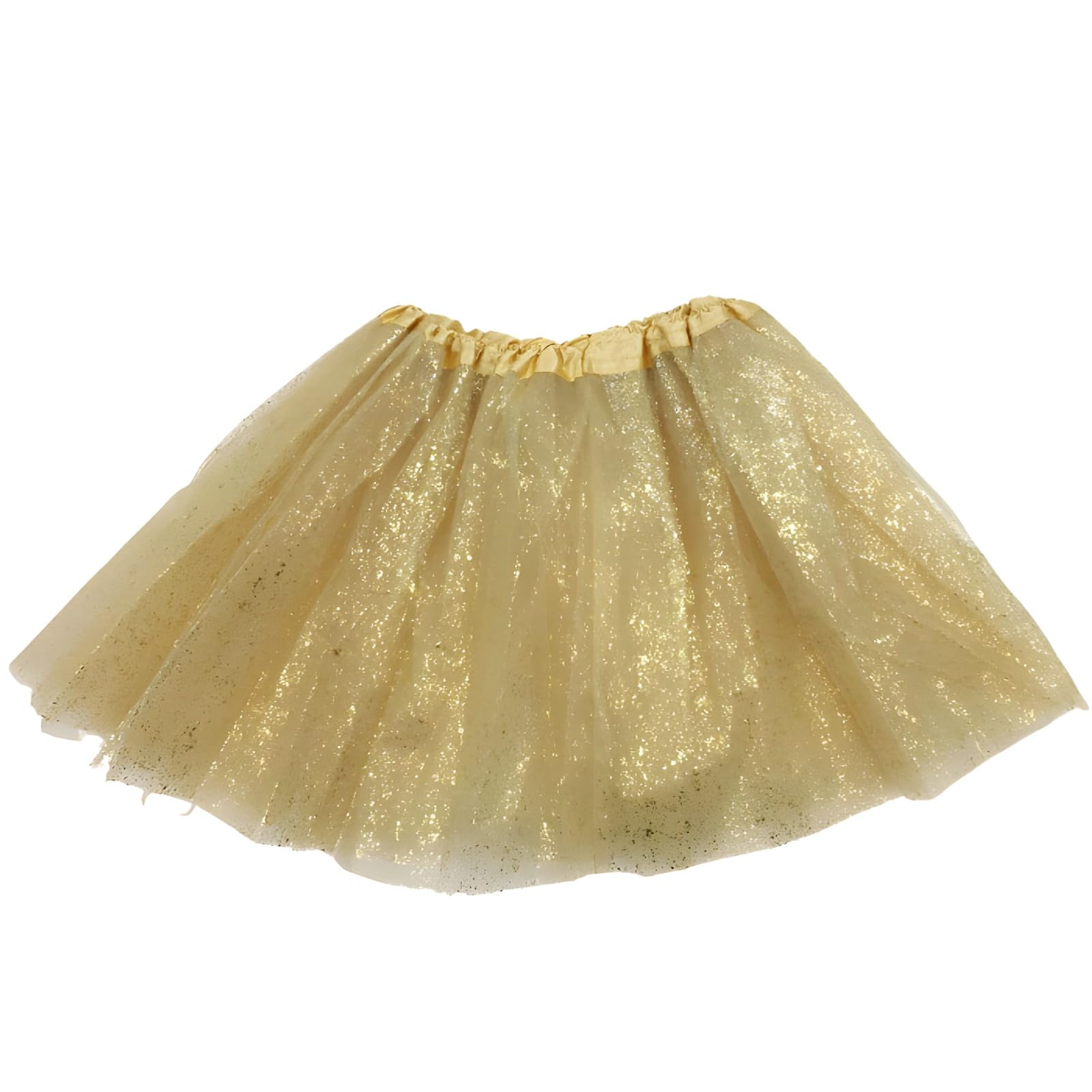 Jupe tutu dorée scintillante pour enfants, jupe de danse princesse avec taille élastique, convient aux enfants de 3 à 8 ans