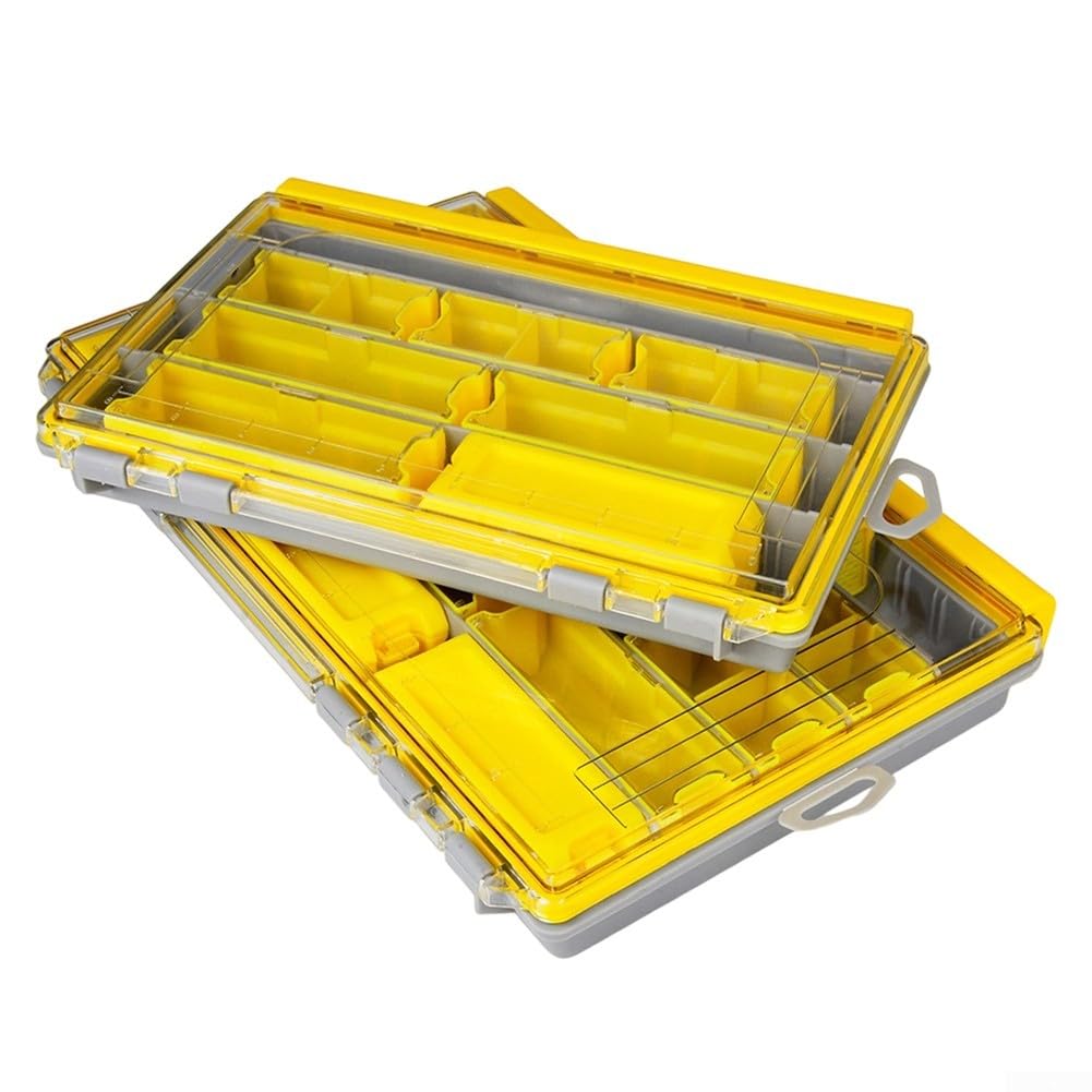 Caja de aparejos de pesca de una sola capa con separadores precortados, tapa transparente, caja de almacenamiento de polipropileno para anzuelos, cebos, plomos, señuelos, contenedor