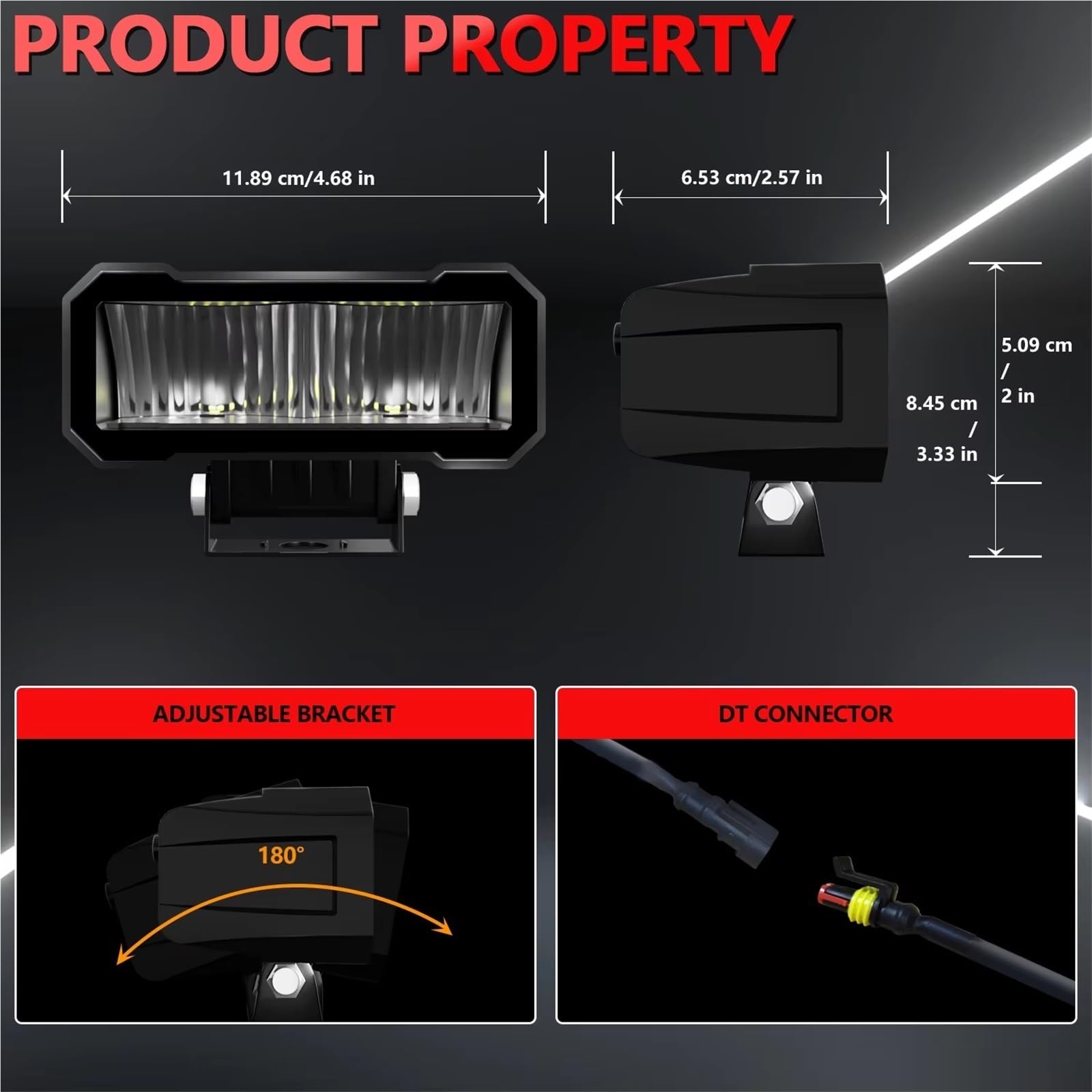 Luz Trabajo Led 5 Pulgadas 80W 8000LM Faro LED Superbrillante Coche 6000K Vehículos Todoterreno Tractor Camión Lámpara Antiniebla Impermeable Faros