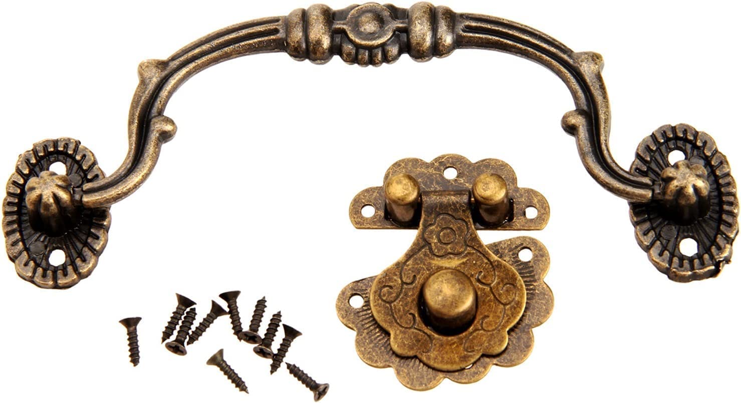 Crochet oeil loquet bronze avec poignée de meuble rétro armoire