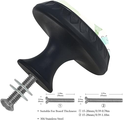 Miniatura 3 de Tw-ciom 4 pomos negros para cajones, diseño de dinosaurio azul y verde, brillante, pomos de cristal de cristal, pomos redondos de armario, vestidor,