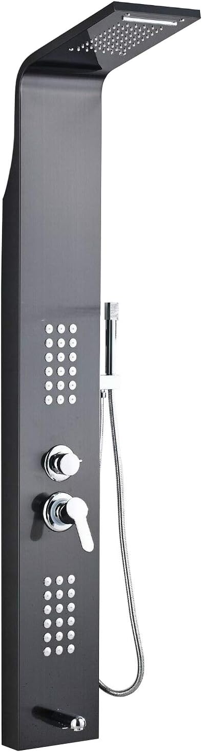 Onyzpily Bathroom Shower Panel System Luxury Water Tower with Handheld Shower Massage System Body Jets Rainfall Waterfall Shower Head ORB Oil Rubbed Bronze Finished