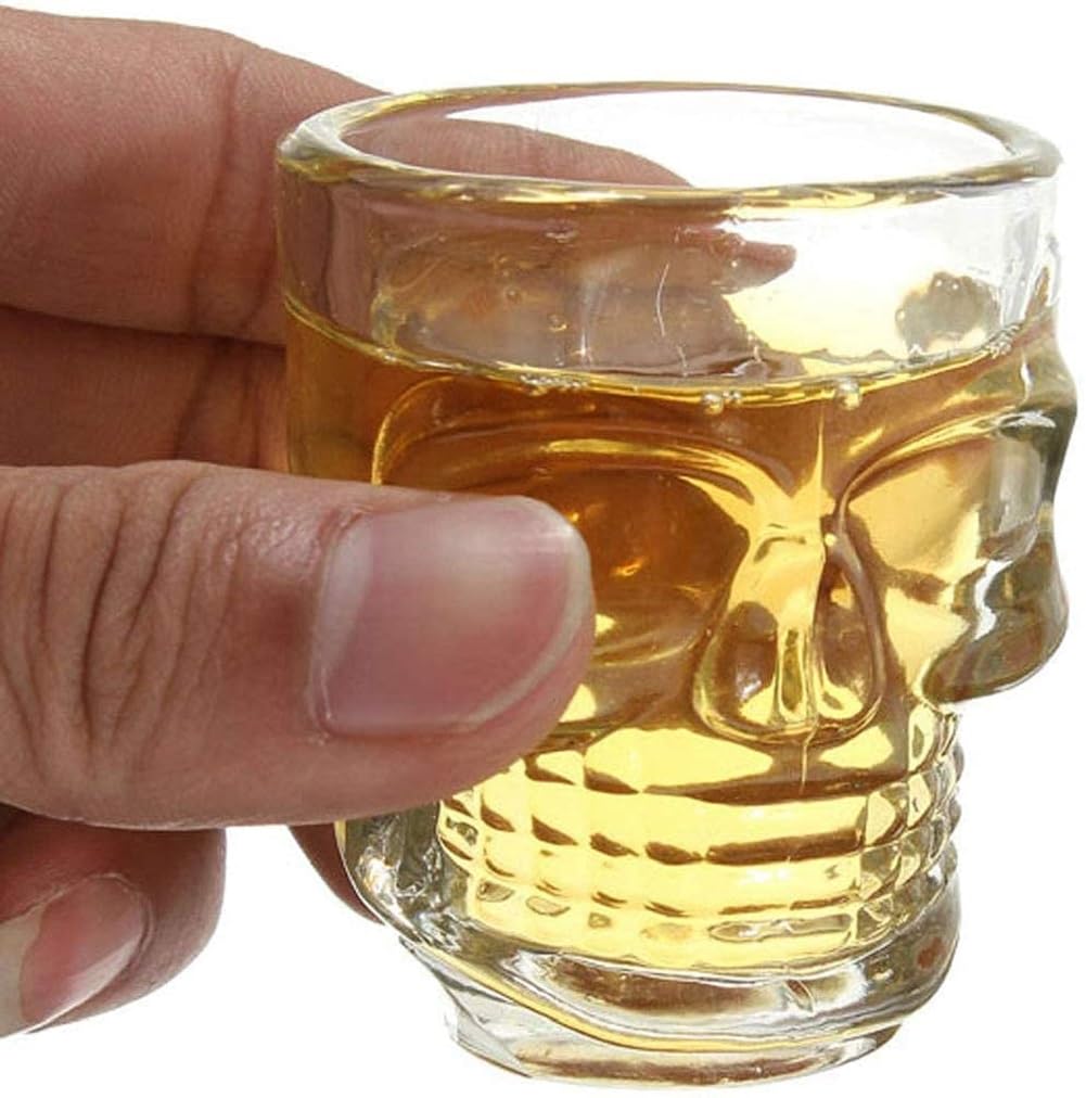 FINSTER Skull Shot Glass Set of 6-50ml, Transparent Crystal Stylish Design Vodka Shot Tequila Shot Zambun Shot Glasses 1