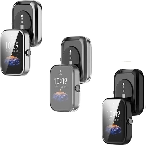 Miniatura 10 de Funda compatible con Amazfit Bip 3, protector de pantalla ultra delgado y suave, funda protectora completa, accesorios para reloj inteligente