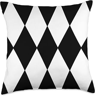 LARGE BLACK AND WHITE HARLEQUIN DIAMOND PATTERN Throw Pillow
