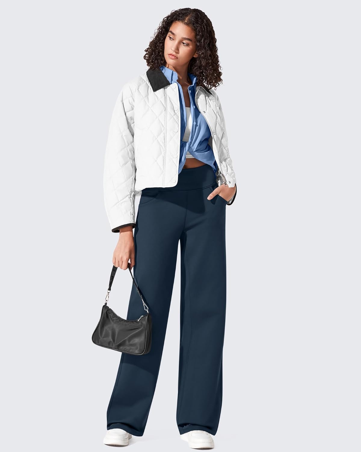 G4Free Fleece Lined Pants Women Wide Leg Work Trousers with Pockets High Waisted Sweatpants for Casual Dress Winter - Image 7