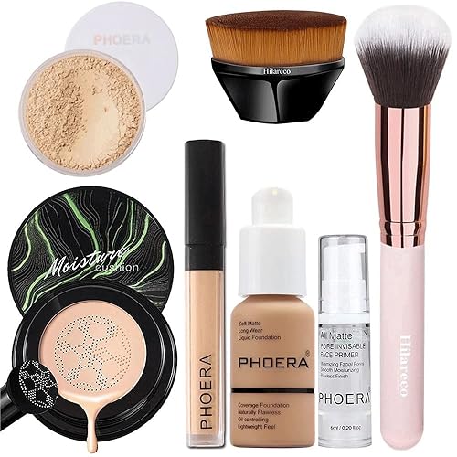 Miniatura 10 de Cojín de aire de cabeza de hongos CC crema natural, base PHOERA, corrector PHOERA, imprimación PHOERA, polvo PHOERA, base de brochas de maquillaje