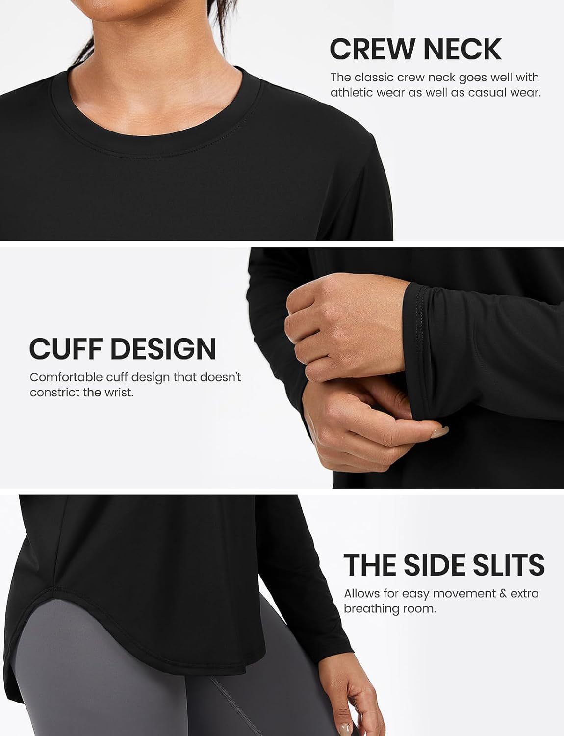 Cosy Pyro 3-Pack Workout Tops for Women Long Sleeve Athletic T-Shirts UPF 50+ Yoga Shirts Quick Dry Running Gym Tee - Image 5