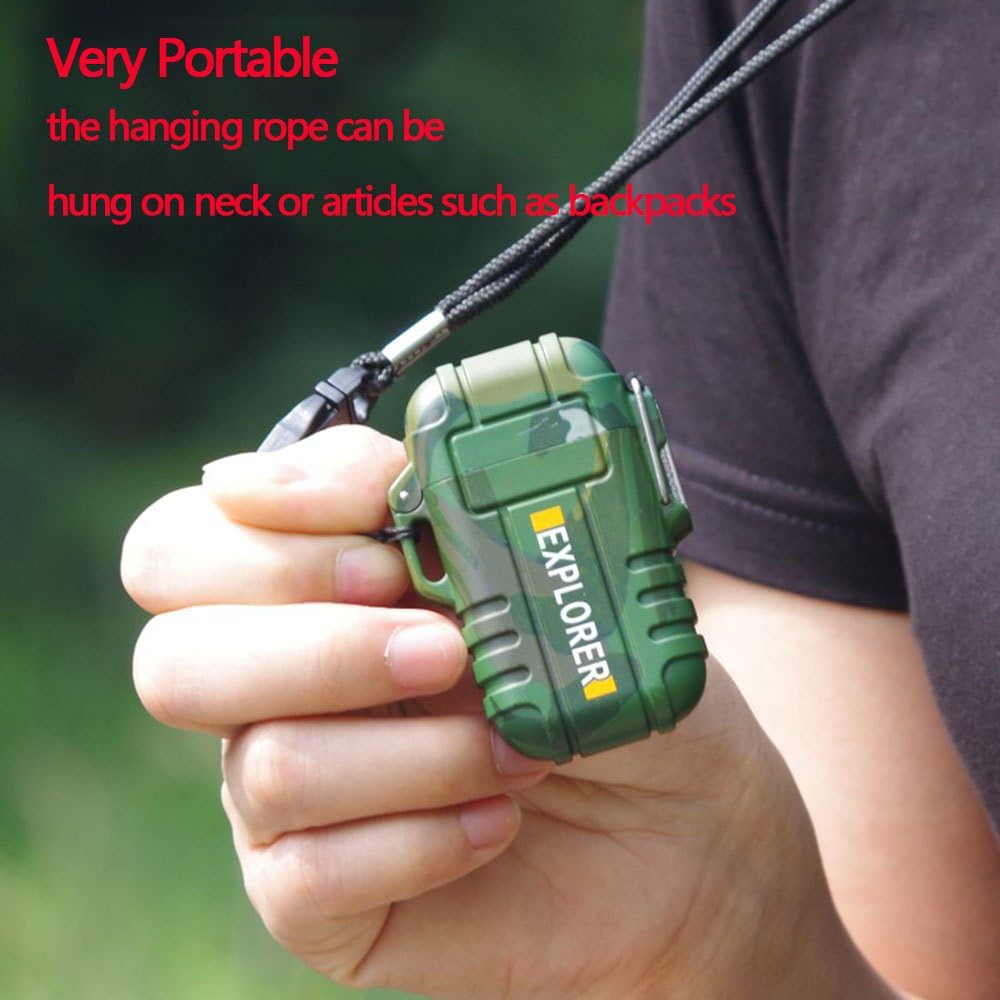 Dual Arc Lighter Double Arc Plasma USB Lighter Rechargeable Flameless Waterproof Stormproof Windproof Mini Electric Lighter for Cigar Candle Cigarette Pipe Sport Outdoor(Orange)