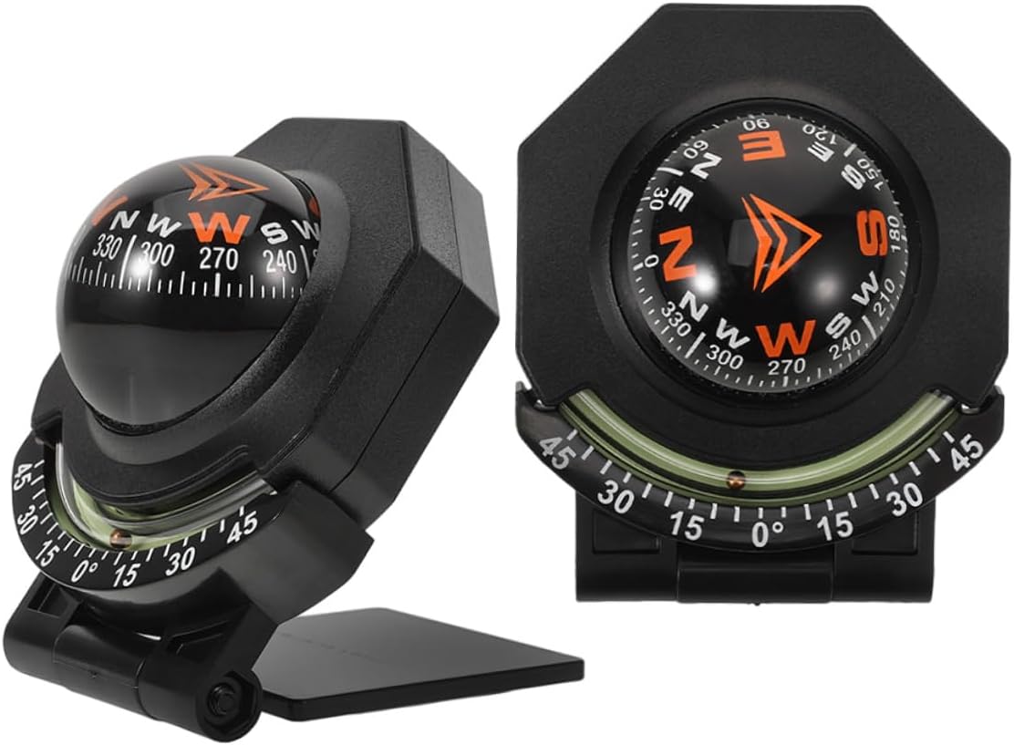 GALPADA 2pcs Car Guide Ball Compass with Inclinometer Auto Dashboard Mount Compass for Cars and Boats High Accuracy Navigation Tool