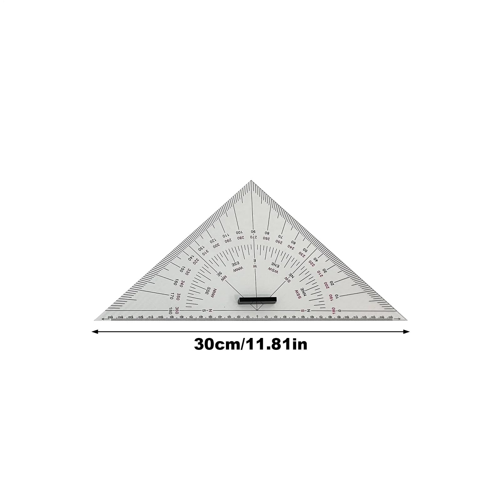 Dreieck-Messlineal, Acryl-Doppellineal mit Architektur- und Schifffahrtsskalen, 30 cm Winkelmesser für die Navigation