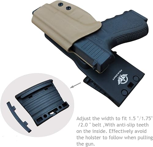 Miniatura 8 de Glock 19 Funda OWB Kydex para Glock 19 19x Glock 23 25 32 Glock 17 22 31 Glock 26 27 33 45 (Gen1-5) Pistola  Cintura exterior para llevar 1.5-2