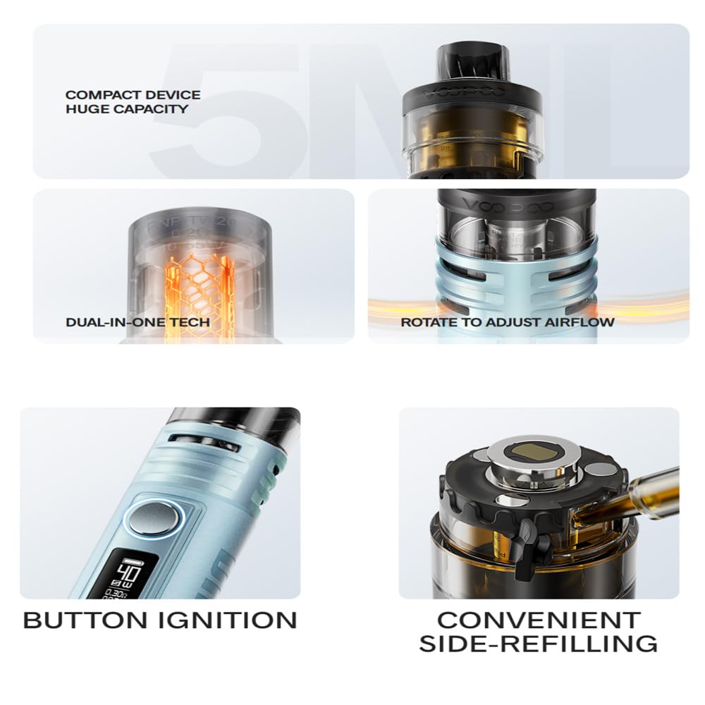 VOO-POO Drag H40 Vape Kit | Batterie 1500 mAh, capacit de dosette de 5 ml,