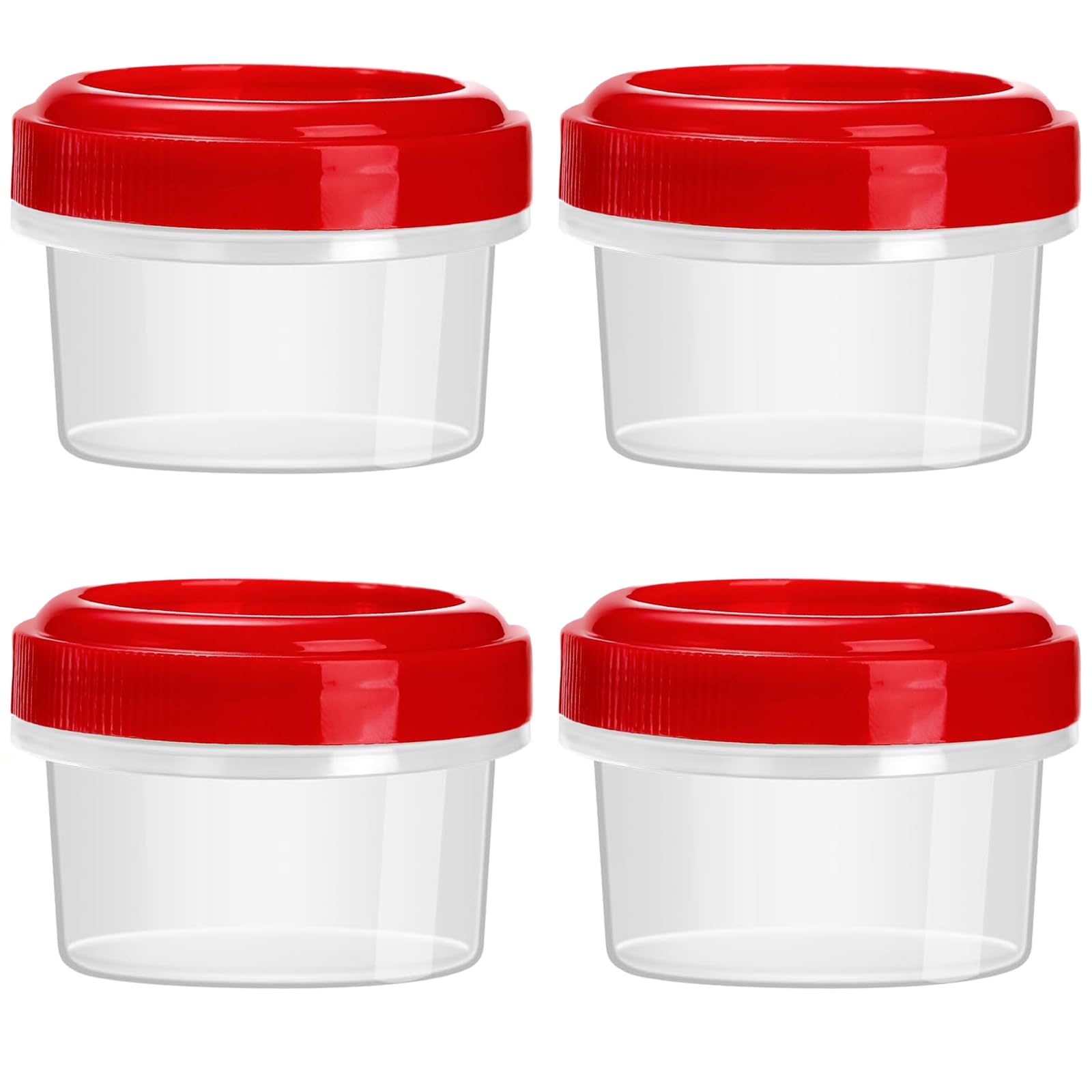 WXOIEOD 4 Pieces Condiment Containers with Lids, Mini Salad Dressing Container To Go, Small Sauce Cups for Lunch Box, Reusable Leakproof Bento Dip Containers for Lunches Accessories, Red Round Shaped