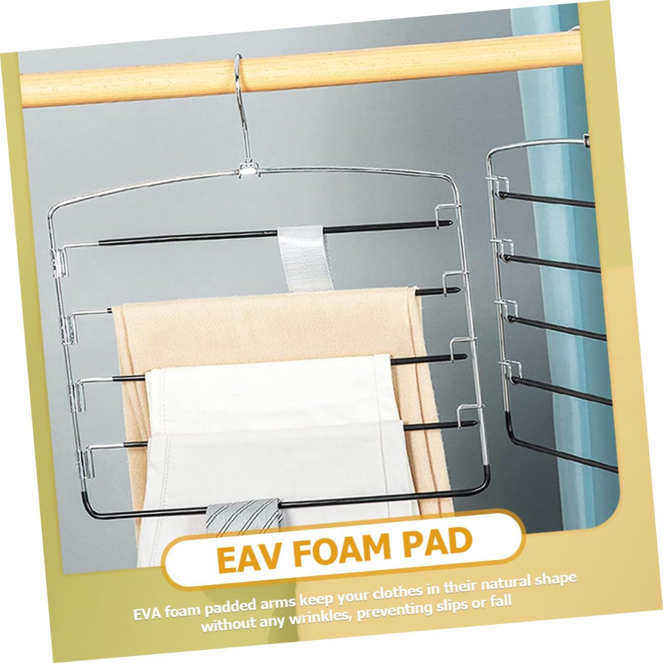 NUOBESTY 3pcs Metal Pants Hangers Space-Saving Skirt Organizer Closet Rack for Jeans Dresses Shirts Socks Storage