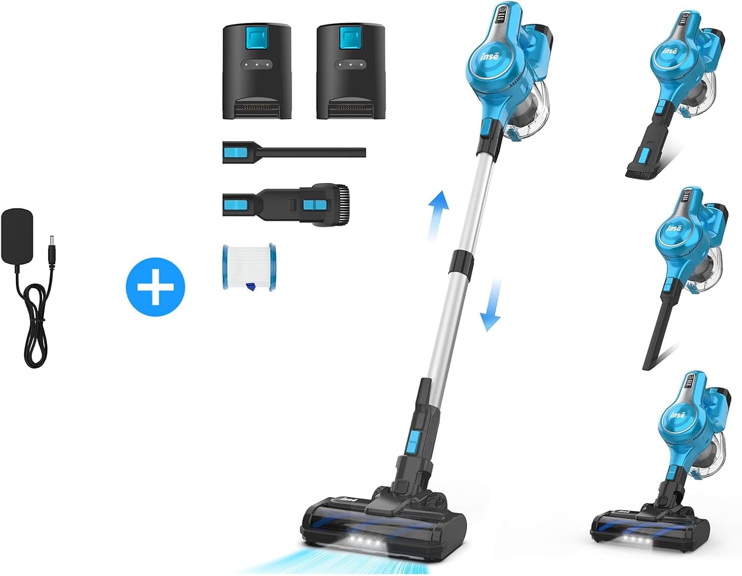 INSE S63 Cordless Vacuum+1PCS Charger,30Kpa 300W Powerful Cordless Stick Vacuum with