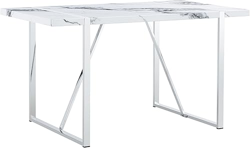 Miniatura 6 de Dining Table, 55 inch Faux Marble Kitchen Table for 4 People, Rectangular Dinner Table for Dining Room, Home Office, Living Room Furniture, Easy