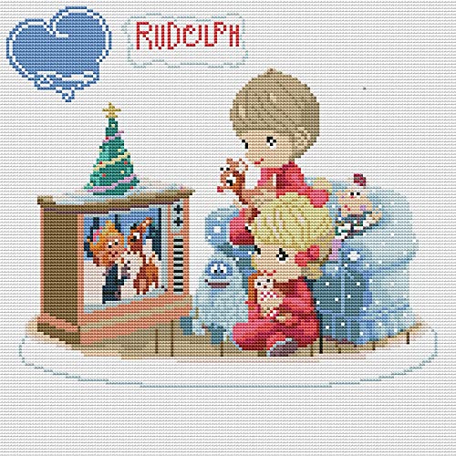 Diy Cross Stitch Stamped Kits For Adults Printed Fabric Embroidery Needlepoint Kit With Easy Pattern- Home Tv Children, Cross-Stitching Kits For Home Decor, (15.75X 15.75) #TOP14