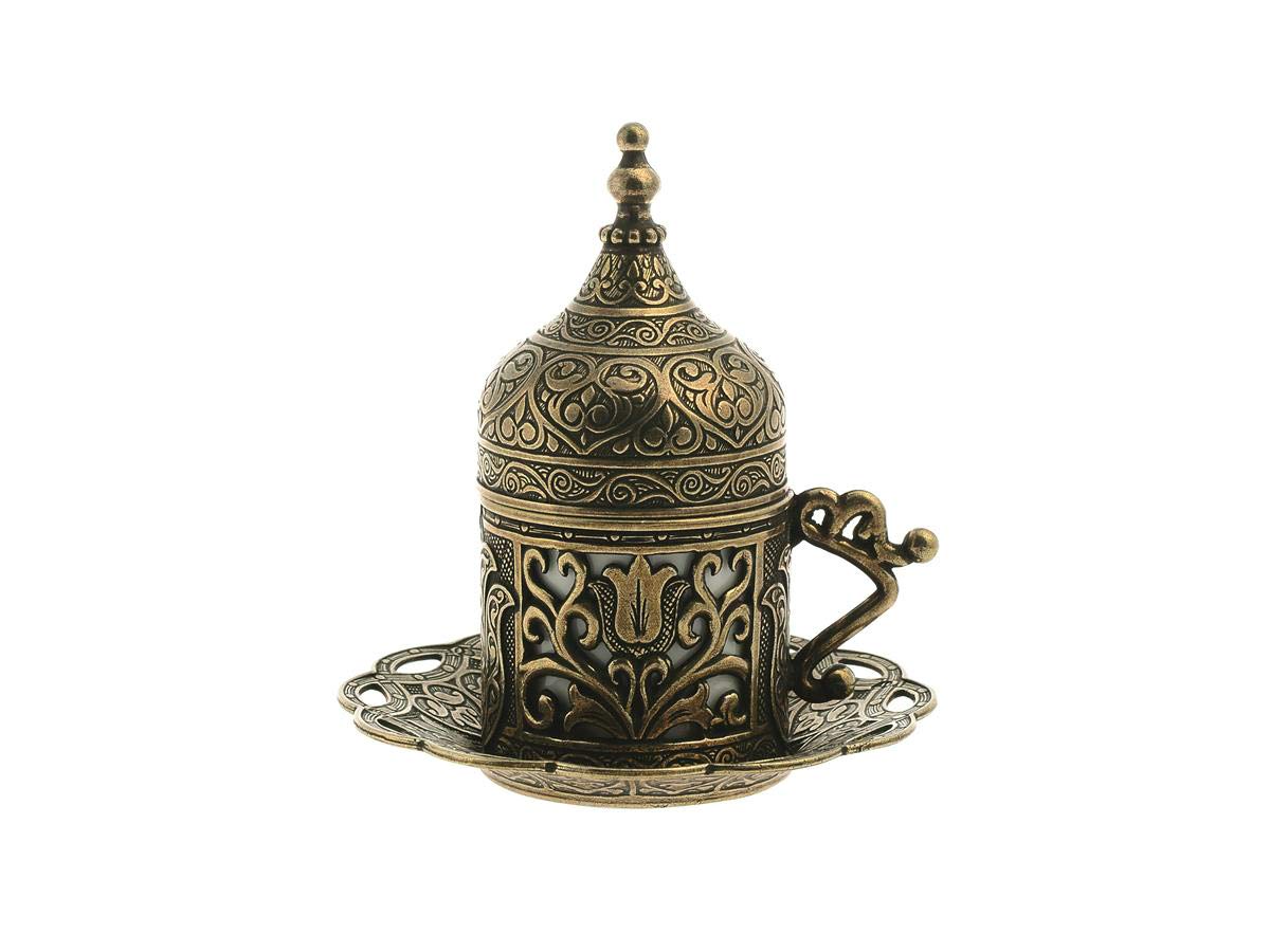 Alisveristime Lale Türkisches Kaffeeservice mit 6 Tassen und Tablett (Autentic Green)